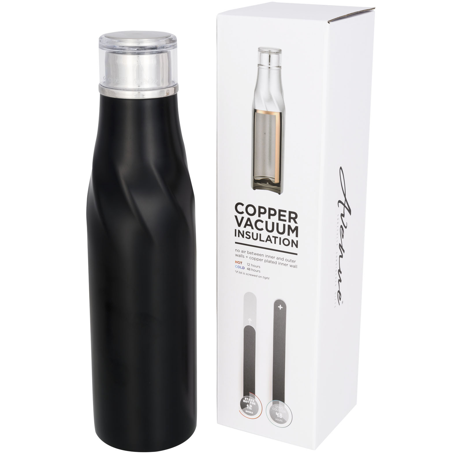 Bottiglia termica Hugo con isolamento sottovuoto in rame da 650 ml