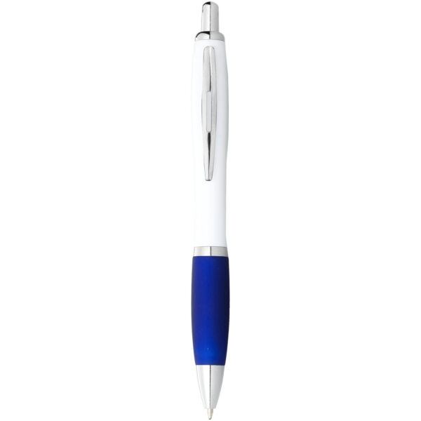 Penna a sfera con fusto bianco e impugnatura colorata Nash