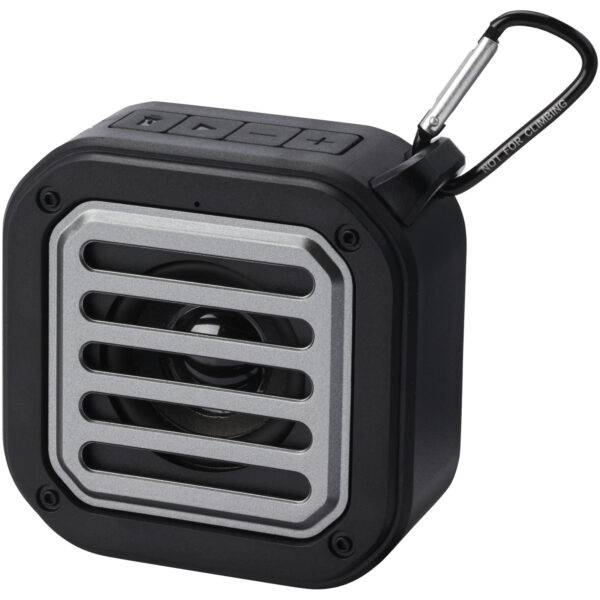 Speaker Bluetooth® IPX5 a ricarica solare in plastica riciclata RCS da 3 W con moschettone Solo