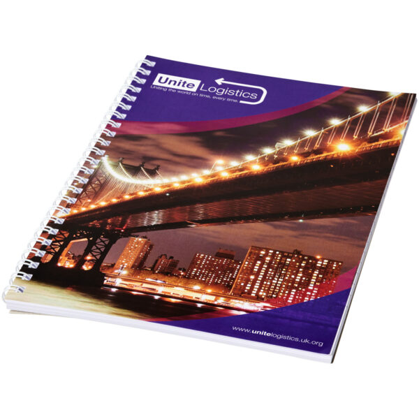Blocco note a spirale A5 con copertina posteriore stampata Desk-Mate®